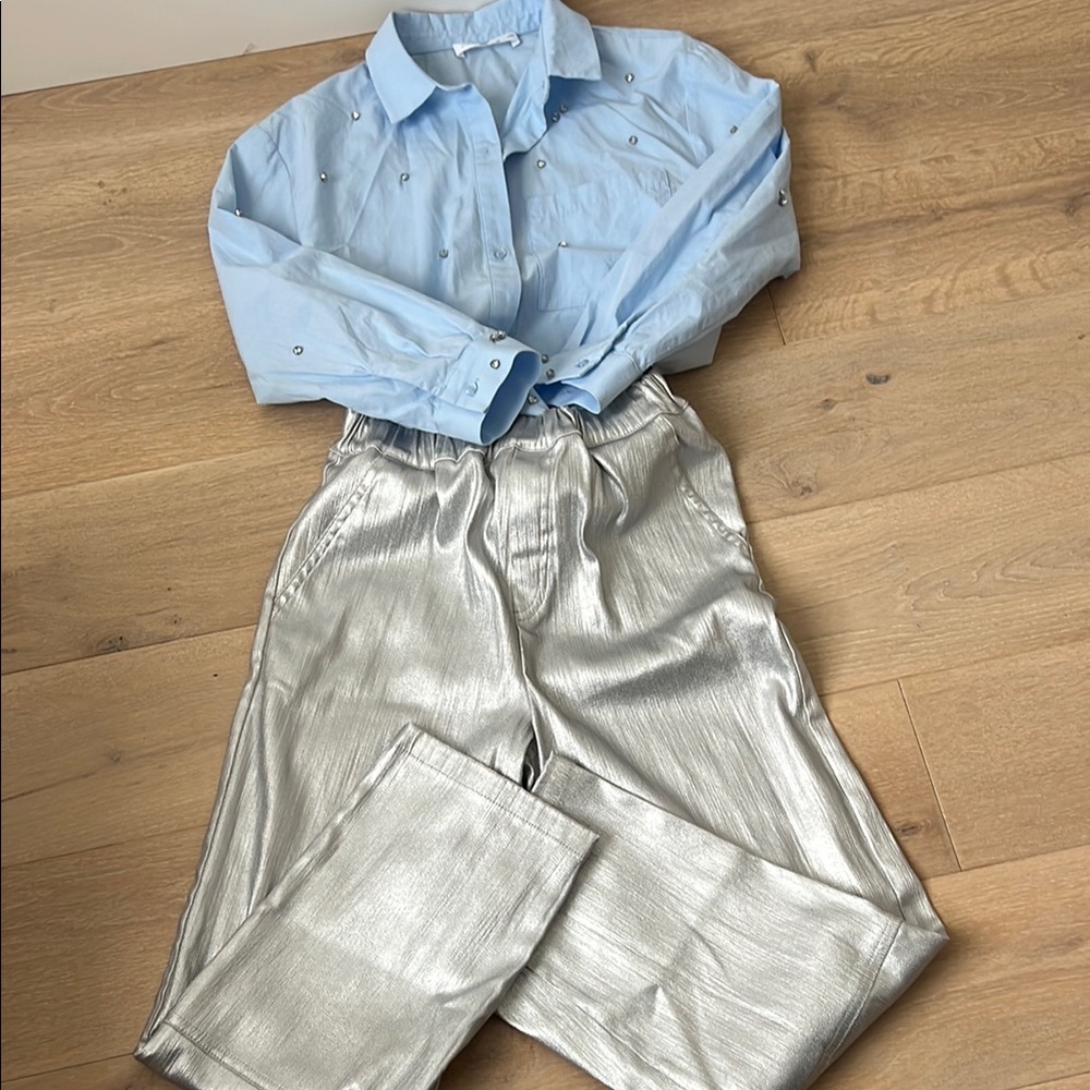 Zara Kids Light Blue and Silver Matching Set